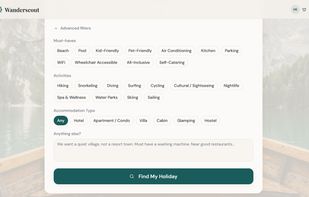 wanderscout search - advanced filters and requirements