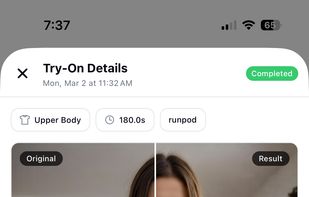 Wardrowbe virtual try-on feature