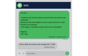 Active SMS chat conversation interface.