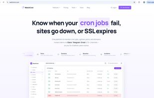 Homepage — cron job and uptime monitoring at a glance