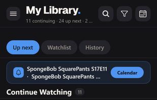 Library view on Mobile