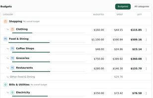 Budgets management