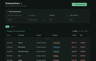 Transaction list (dark mode example)