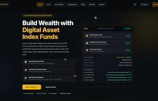 The Wealtii landing page highlighting our mission to make automated digital asset index funds accessible to everyone.