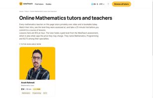 Subject page generated from the live roster (mathematics tutors)