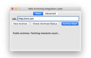 Web Archiving Integration Layer (WAIL) screenshot 1