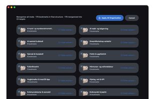 Preview the proposed bookmark folders before applying changes.