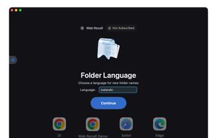 Choose the language for new bookmark folder names; Icelandic shown here.