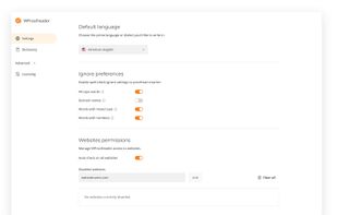 WProofreader admin panel — Settings