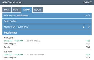 Webtimeclock screenshot 1