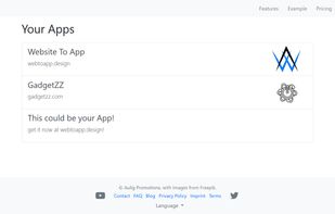 Overview of apps in an account