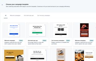 Popup Templates page