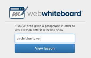 Files can be shared with students; they get a simple three-word passphrase to type in.
