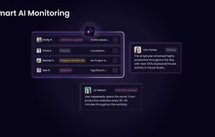 WebWork’s Smart Monitoring is an advanced AI employee monitoring software add-on that gives you immediate, actionable insights into employee performance. Powered by artificial intelligence, it analyzes activity patterns, helps make faster decisions.