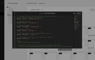 Web hosting panel text editor