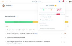 Weekly Check-ins help employees keep track of their most important tasks to drive the OKRs forward.