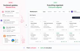 WeeklyReport replaces static PowerPoint status decks with live reporting