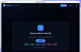 Drop an audio or video file into Weesper Transcribe.