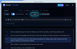 Export subtitles, documents, and notes in nine formats.