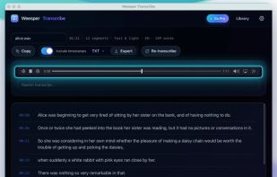 Edit the transcript and jump to any moment with clickable timestamps.