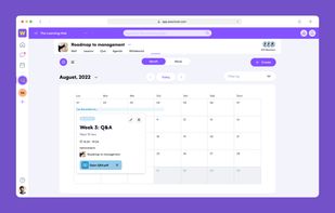 Calendar:
Your go-to tool to manage, plan and oversee activities, live sessions, tests and assignments for individual learners or larger groups.