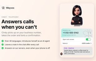 Cindy answers your business number when you can't, takes the order, texts a confirmation and leaves a note in the chat after every call.