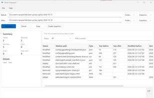 Detailed text difference view for a modified file.