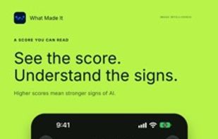 Multi-signal AI generation score and transparent evidence breakdown.