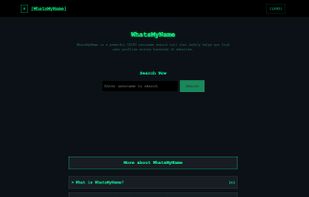 homepage for whatsmyname app