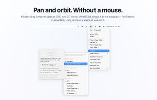 The Middle-Drag plugin holds a middle-button drag system-wide, so Blender, Fusion, Unity and any app that pans or orbits with the middle button just work.