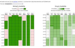 On the left my availability, on the right the “heat map” of when everyone is best available