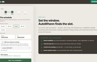 Set the meeting window and duration. AutoWhenn reads live calendar availability and finds the best slot.