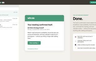 The host's confirmation email. AutoWhenn confirmed the meeting and sent invites automatically.