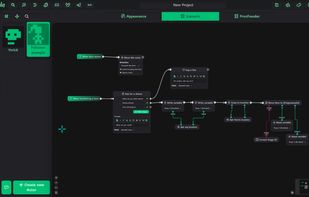Scenario editor, visual scripting