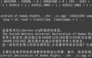 60 seconds of the Chinese and English language LibriVox Universal Declaration of Human Rights read by Zhu Hong. Language set as Chinese.