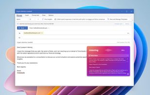 WhisperTyping used to craft an email in Outlook.