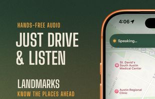 Just drive and listen. Narrates stories about history, culture, markers, landmarks, and legends.