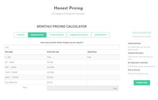 Clear and honest pricing for each API