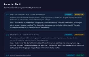 Specifics on the issues and how to fix them