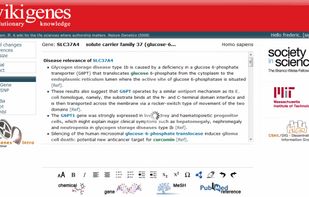 WikiGenes screenshot 1