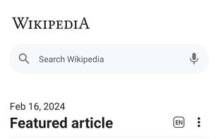 The main page of the English Wikipedia (Android).