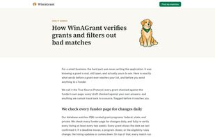 Every grant is checked against the funder's own page.