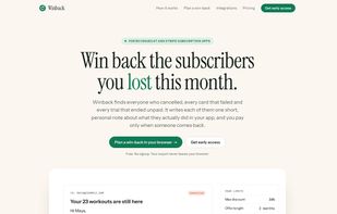 Winback home page