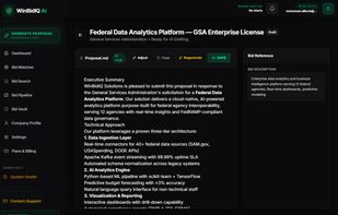 AI-drafted proposal export — compliant, requirement-mapped proposal sections generated in minutes.