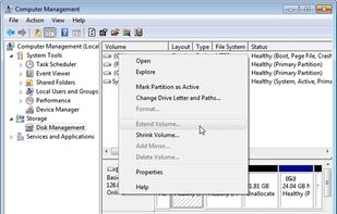 Windows Disk Management screenshot 1