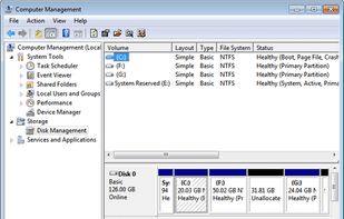 Windows Disk Management screenshot 1