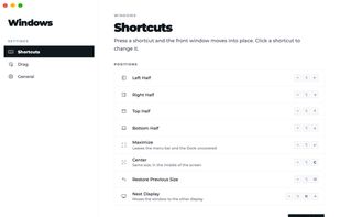 Shortcuts for halves, full screen, center and the next display.