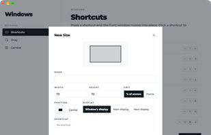 Sizes of your own, with a shortcut.