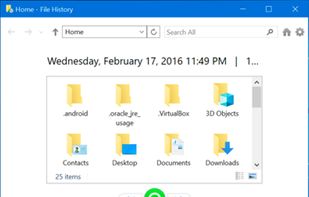 Windows File History screenshot 2