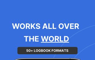 Logbook type selector showing export formats for New Zealand (NZCAA), United States (Jeppesen 14 Rows), Pooley's Logbook, Indonesian, and Nepal formats. 50+ logbook formats available.